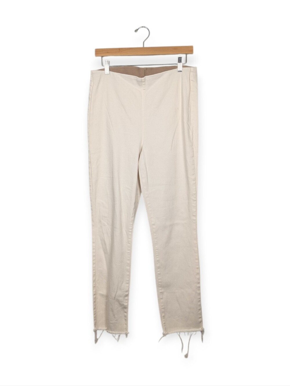 Frank & Eileen Cream Cotton Blend Slim Straight Ankle Pants Raw Hem Size 31